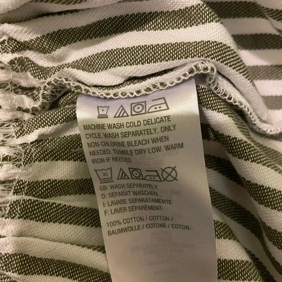 Lightweight olive striped denim like jacket X-small NWOT - Picture 7 of 7